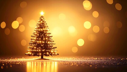 ツリーのシルエットが浮かぶシンプルきらきら光背景画像