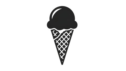Black ice cream cone icon isolated on white background