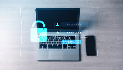 A user interface for a secure login portal. The screen requires a username and password for authentication, providing access to a private account or system. Fermion