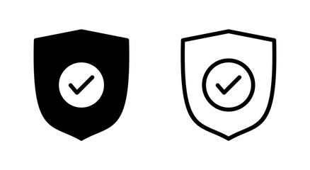 Shield check mark icon symbol for apps and websites. Protection approve sign. Insurance icon