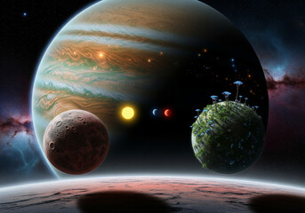 background of planets in outer space
