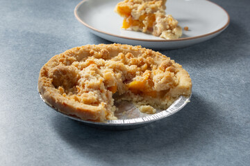 A view of a gluten-free, dairy-free mini southern peach pie.