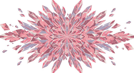 Fototapeta premium crystal formation an abstract vector art piece with pink purple gemstone crystals radiating from a central point against a white background for design projects.