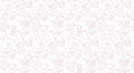 elegant floral pattern delicate flowers with musical notes on white background ideal for sophisticated designs or artistic wallpaper textures.
