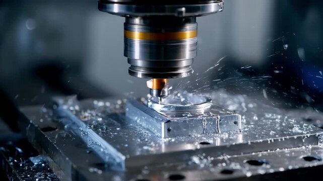 Medium shot of a technician adjusting a CNC machine as it carves a metal prototype showcasing precision in rapid forging development.