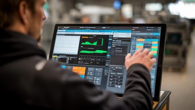 Medium shot of a digital twin simulation showcasing realtime monitoring of roll forming machinery with dynamic data overlays and interactive controls.