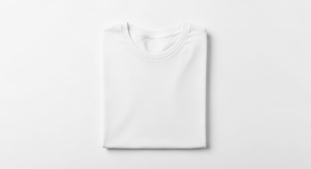 Blank Folded White Pima Cotton Crew-Neck T-Shirt Flat Lay Mockup