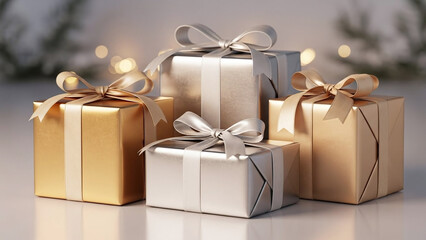 Elegant Gifts in Mixed Metallic Tones with Soft Ambient Glow