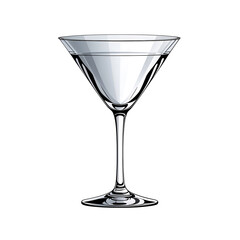 Classic martini glass with clear liquid, an elegant and sophisticated vector isolated on transparent background
