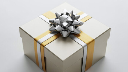Modern Gift Box with Mixed Metallic Ribbons in Sophisticated Lighting