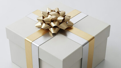 Modern Gift Box with Mixed Metallic Ribbons in Sophisticated Lighting