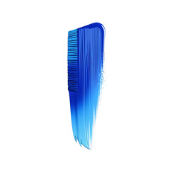 Vibrant blue gradient paint stroke with textured comb effect on background isolated on transparent background