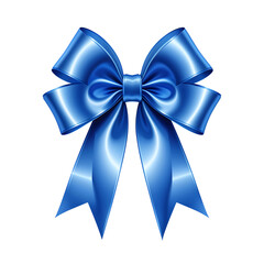 Shiny blue satin gift bow for present decoration, elegance and celebration isolated on transparent background