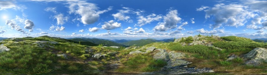 Fototapeta premium Breathtaking hdr panorama of mountainous landscape nature's beauty outdoor view