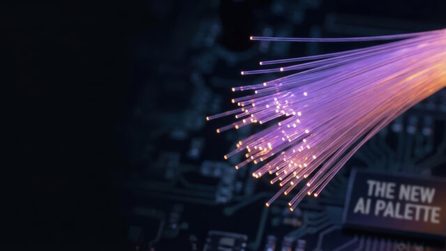 New ai palette inspires investing in advanced fiber optic technology with glowing light strands enhancing digital communication networks
