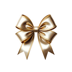 Elegant golden satin gift bow with glitter edges, perfect festive decoration isolated on transparent background