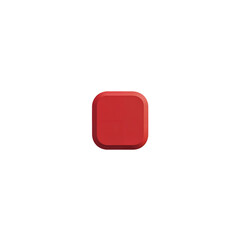 Red rounded square button icon with soft shadow effect and glossy finish isolated on transparent background