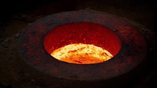 Medium shot of heatresistant zirconium metal casting cooling process showcasing precision in hightemperature industrial manufacturing.