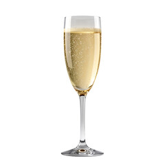 Golden sparkling wine in an elegant champagne flute, celebrating success isolated on transparent background