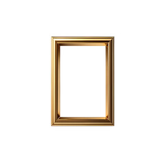 Elegant golden rectangular frame with reflective surface for luxury design isolated on transparent background