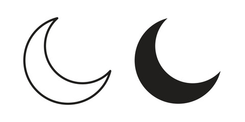 Moon icon in filled, thin line, stroke style for website and apps © Vhj