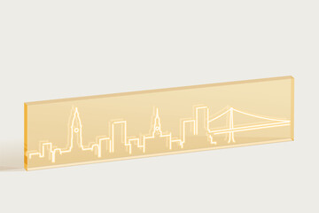 Philadelpia Engraved Skyline on Transparent Material - Minimal Line Art