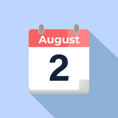 August 2 Vector Calendar
Modern flat color vector calendar with date