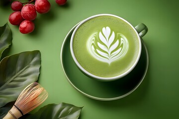 Matcha latte with latte art