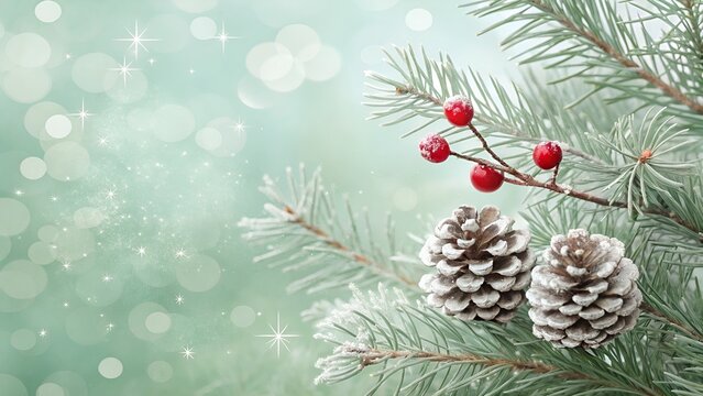 Christmas tree branches with fir and berries 
Red berries and fir with the Christmas tree branches  - Powered by Adobe