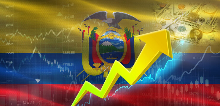 Ecuador Financial Growth on Market Graph. Ecuador Economic Growth on Financial Graph - Powered by Adobe