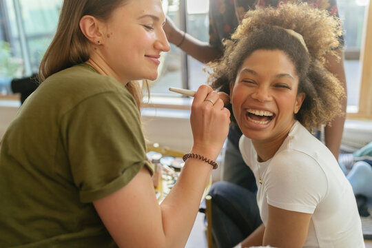Friends Having a Makeover Makeup at home