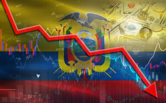 Ecuador financial fall on economy market. Ecuadorian financial crisis on economic graph - Powered by Adobe
