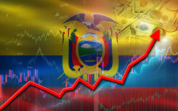 Ecuador economic growth on financial graph. Ecuadorian financial growth on market graph