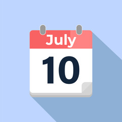 July 10 Vector Calendar
Modern flat color vector calendar with date
