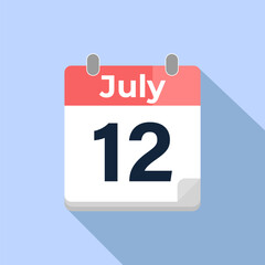 July 12 Vector Calendar
Modern flat color vector calendar with date