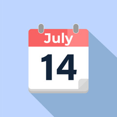 July 14 Vector Calendar
Modern flat color vector calendar with date