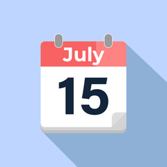 July 15 Vector Calendar
Modern flat color vector calendar with date