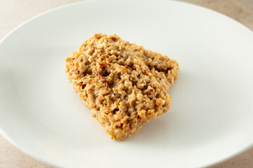 A view of some honey oat granola bars, on a plate.