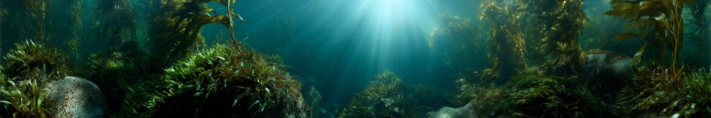 Fototapeta premium Underwater adventure ocean depths hdr panorama aquatic environment serene view