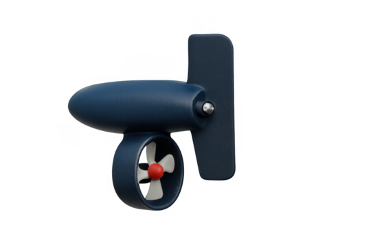 Cartoon 3d outboard motor rendering on transparent background