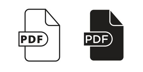 PDF file icon symbol. Vector EPS 10. line and glyph icon
