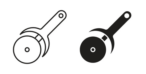 Pizza Slicer icon symbol. Vector EPS 10. line and glyph icon