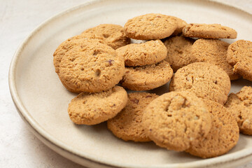 A view of a plate of gluten-free almond flour pecan cookies.