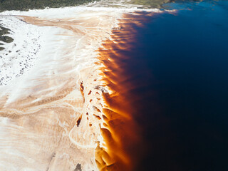 Red-orange meeting deep blue at Lake Boomanjin