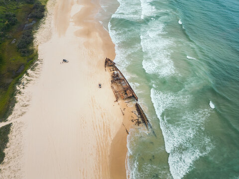 Shipwreck on the beach of Fraser Island