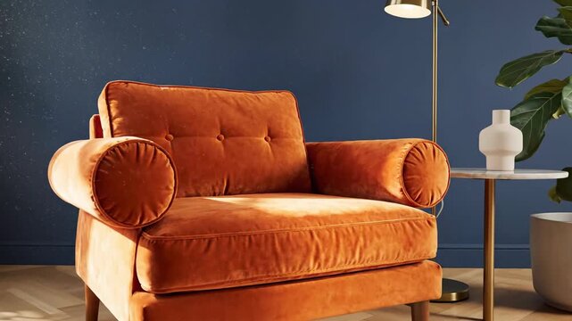 Comfortable upholstered armchair in a modern living room setting