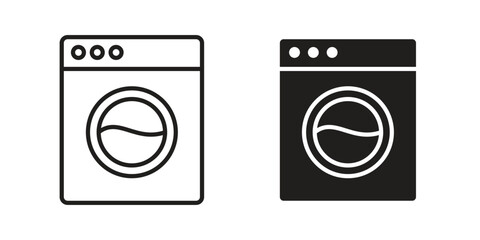 Laundry zone icon doodle set. editable outline stroke vector eps
