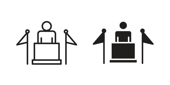 Mayor icon doodle set. editable outline stroke vector eps