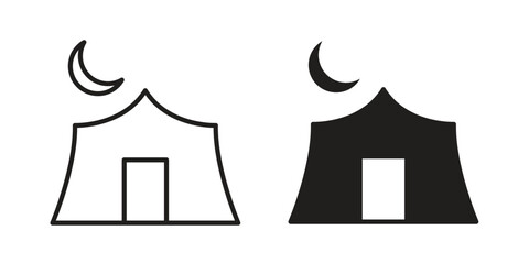 Night camping icon doodle set. editable outline stroke vector eps © Tareem