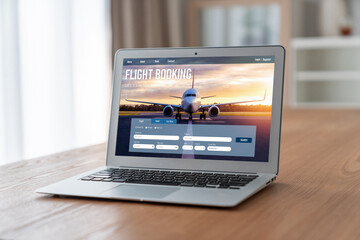 Online flight booking website provide modish reservation system . Travel technology concept .